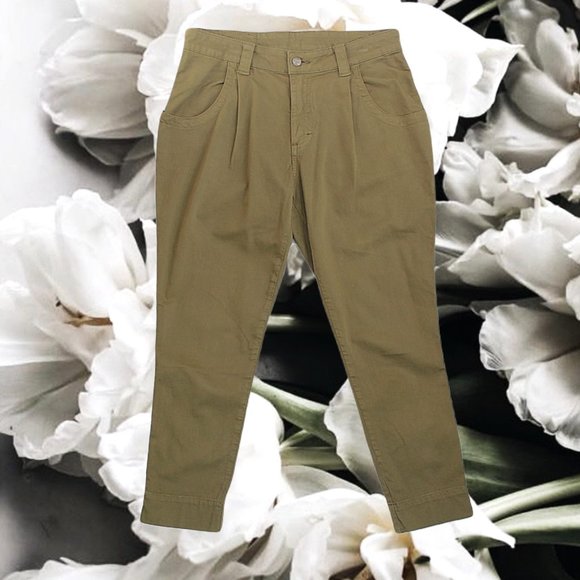 Siwy Pants - Siwy Mariella Casual Pants Moss Green Pleated Tapered Mid-High Rise Relaxed Fit